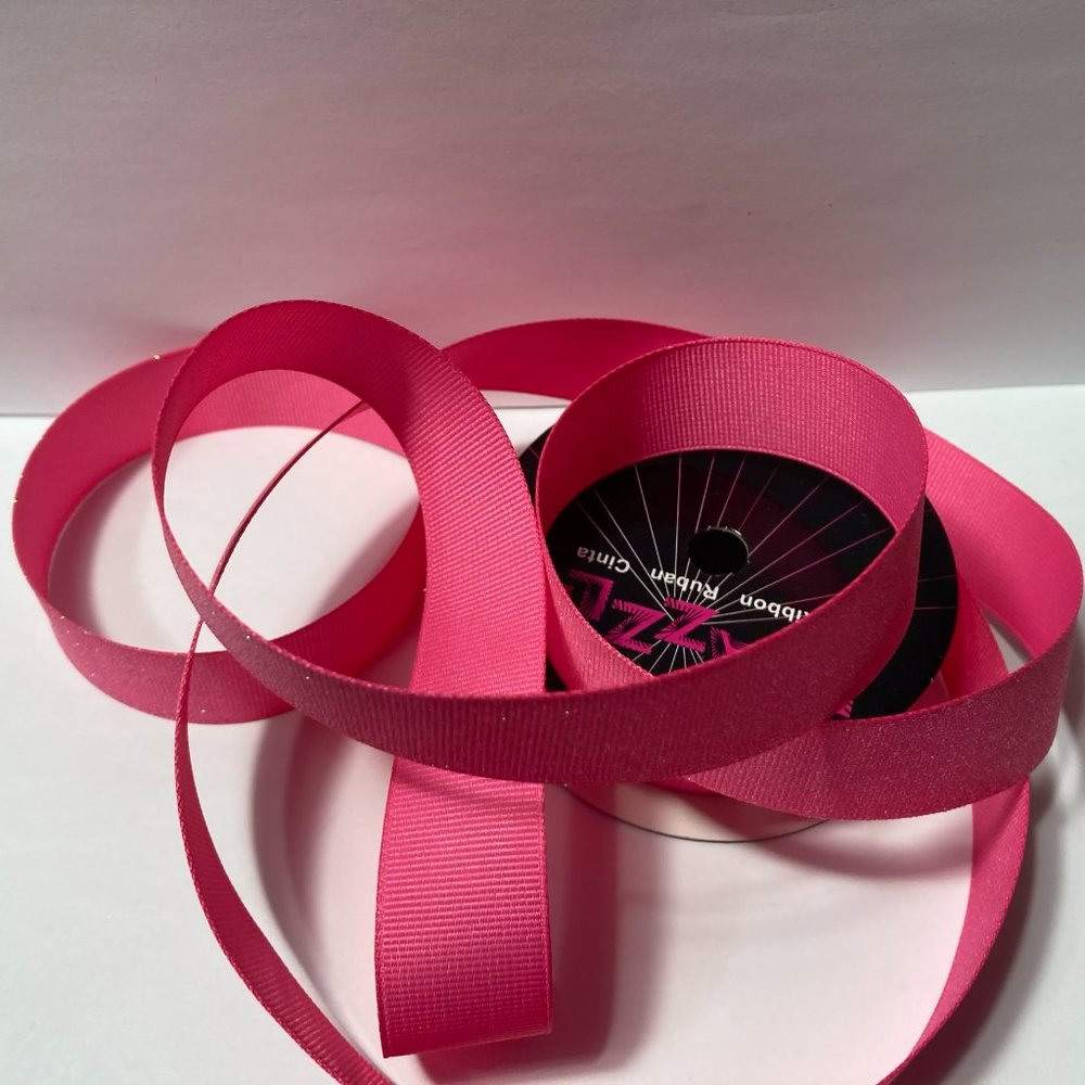 10 Rolls Pink Ribbed Glitter Ribbon 7/8" - Picture 10 of 15
